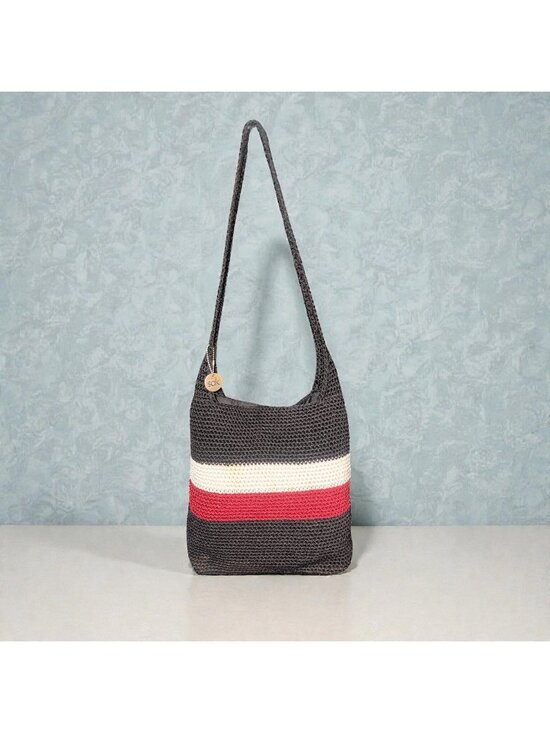 The Sak Handbags - The Sak Hobo Shoulder Bag Black Red Beige Crocheted Slouchy Tote Casual Boho